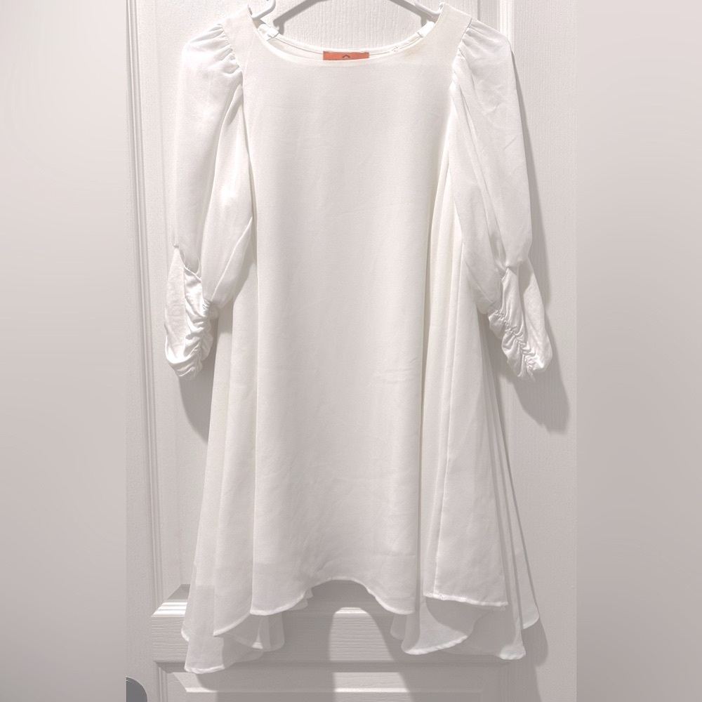 Patrizia Luca Milano Flowing Asymmetric White Mini Dress